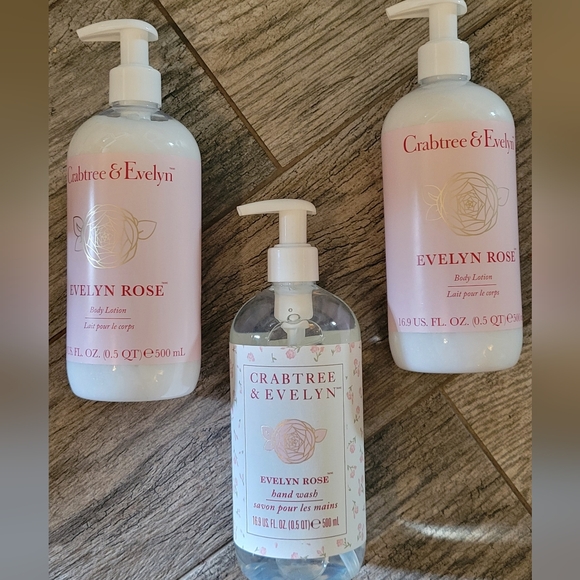 Crabtree & Evelyn EVELYN ROSE 2 ~ Body Lotion 1~ Hand Wash 16.9 oz Bottles NEW